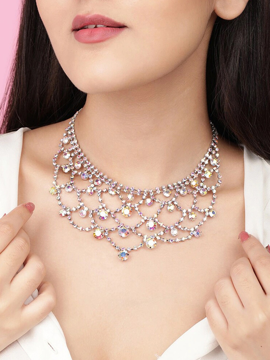 

TOKYO TALKIES X rubans FASHION ACCESSORIES Silver-Plated & White Handcrafted Necklace