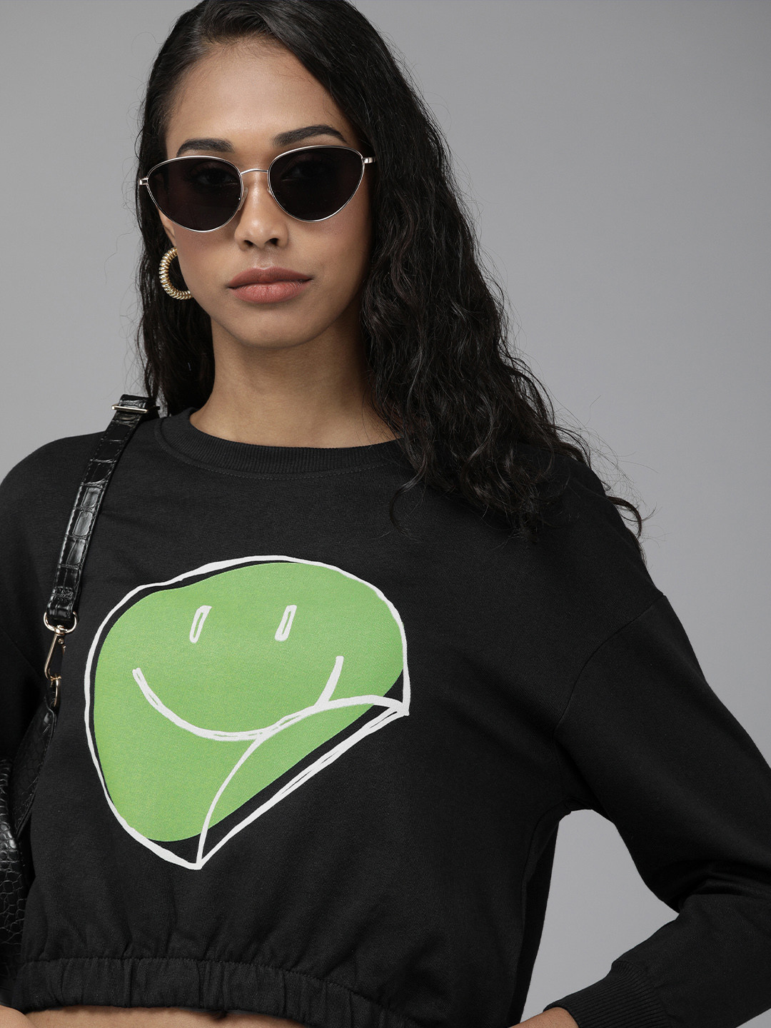 

ONLY Women Black Printed Sweatshirt