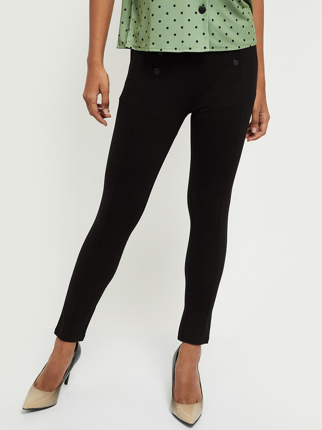 

max Women Black Knitted Trousers