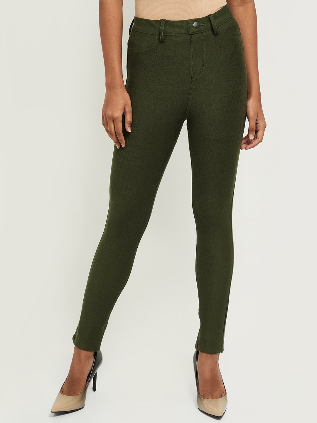 

max Women Olive Green Trousers