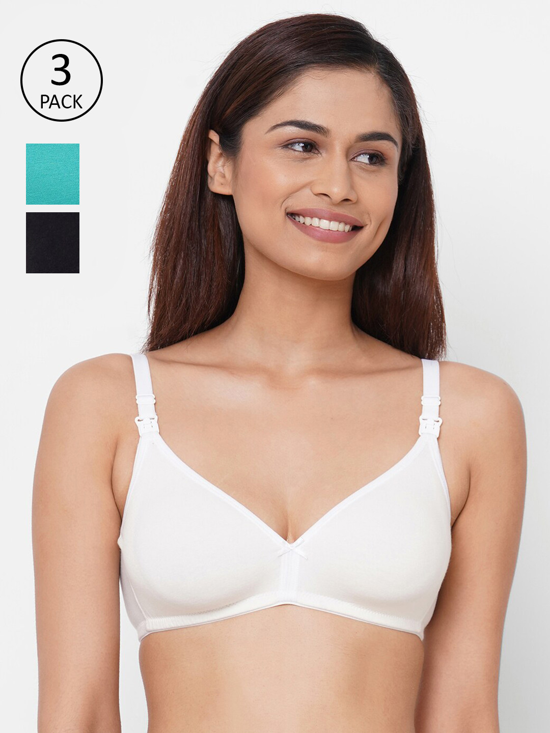 

Inner Sense Pack Of 3 Antimicrobial Soft Nursing Maternity Bra, White