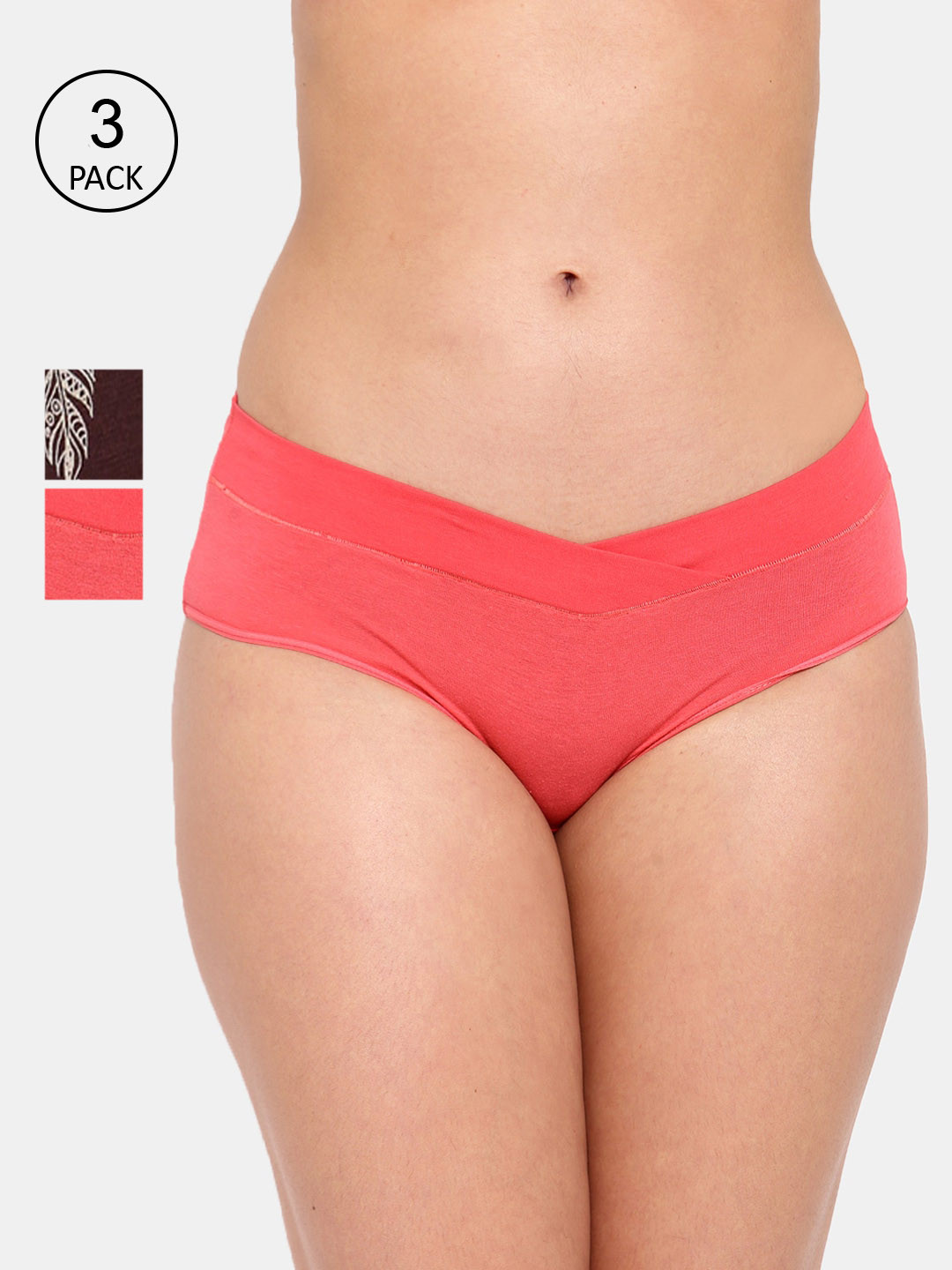 

Inner Sense Women Pack of 3 Organic Cotton Antimicrobial Maternity Briefs IMP102, Brown
