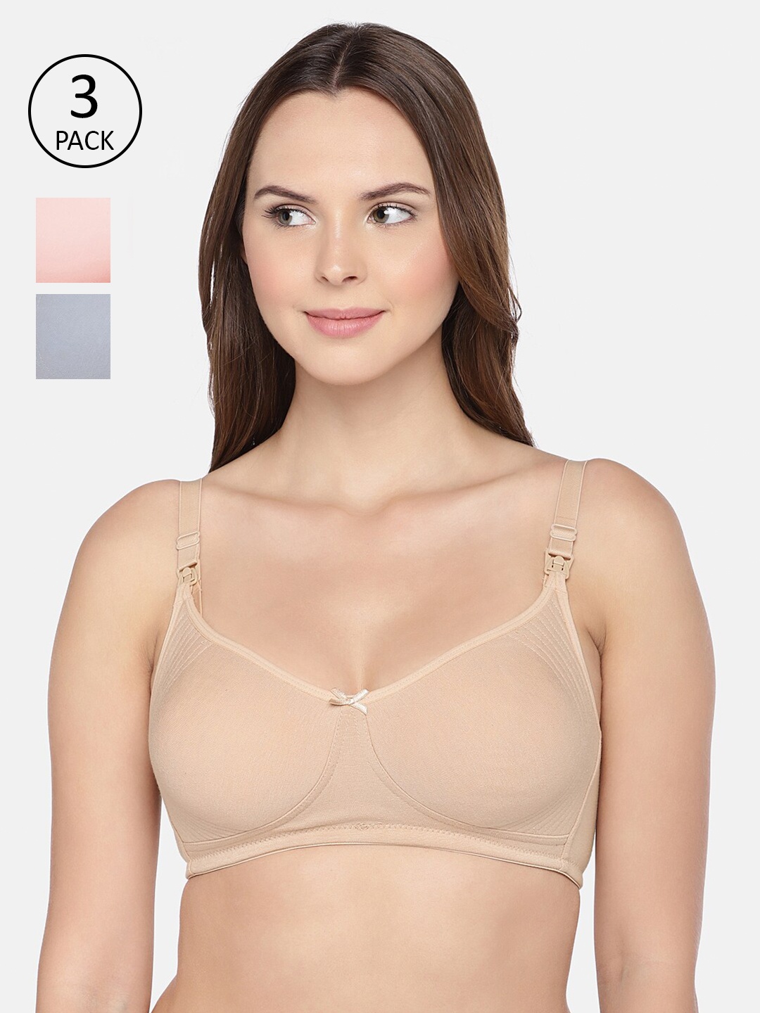

Inner Sense Women Pack Of 3 Organic Antimicrobial Soft Maternity Bra, Grey