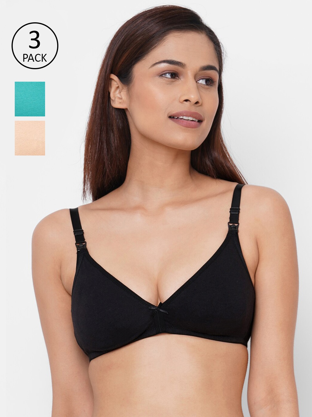 

Inner Sense Pack Of 3 Maternity Bras, Black