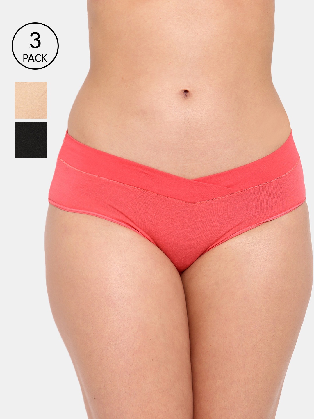 

Inner Sense Women Pack of 3 Organic Cotton Antimicrobial Maternity Briefs IMP102, Pink