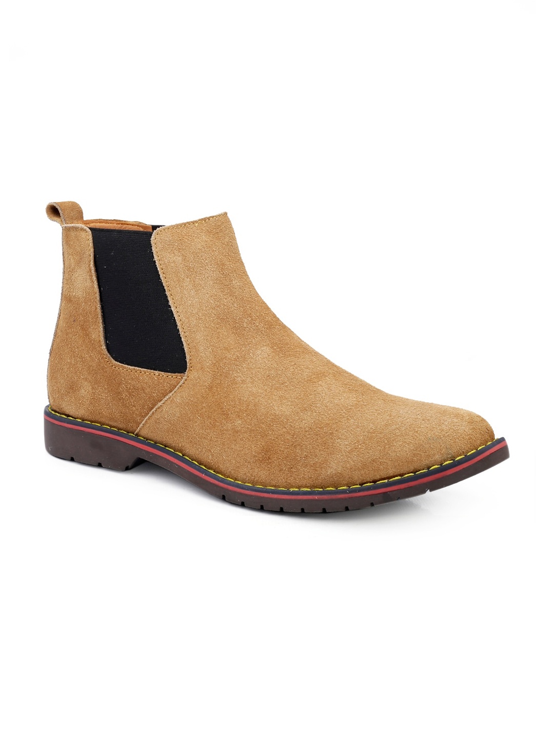 

Woakers Men Tan Colourblocked Leather Flat Boots