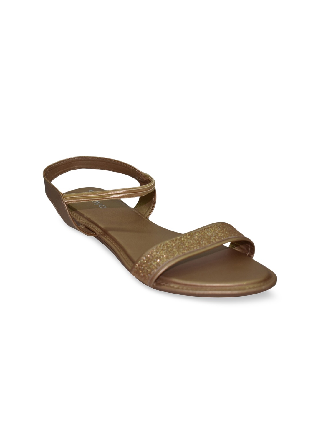 

Ajanta Women Rose Gold-Toned Embellished Open-Toe Flats, Pink