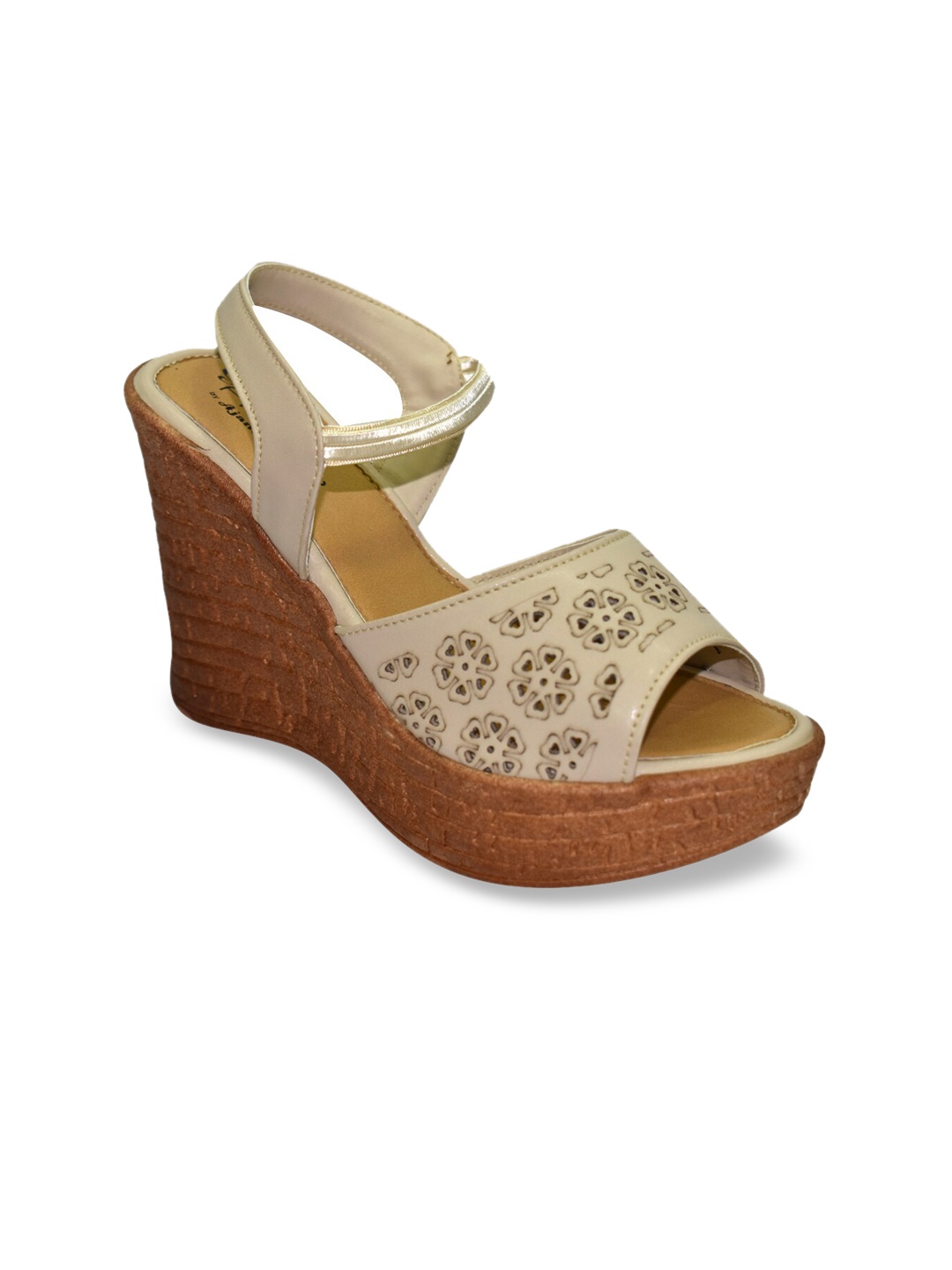 

Ajanta Women White Wedge Peep Toes with Laser Cuts