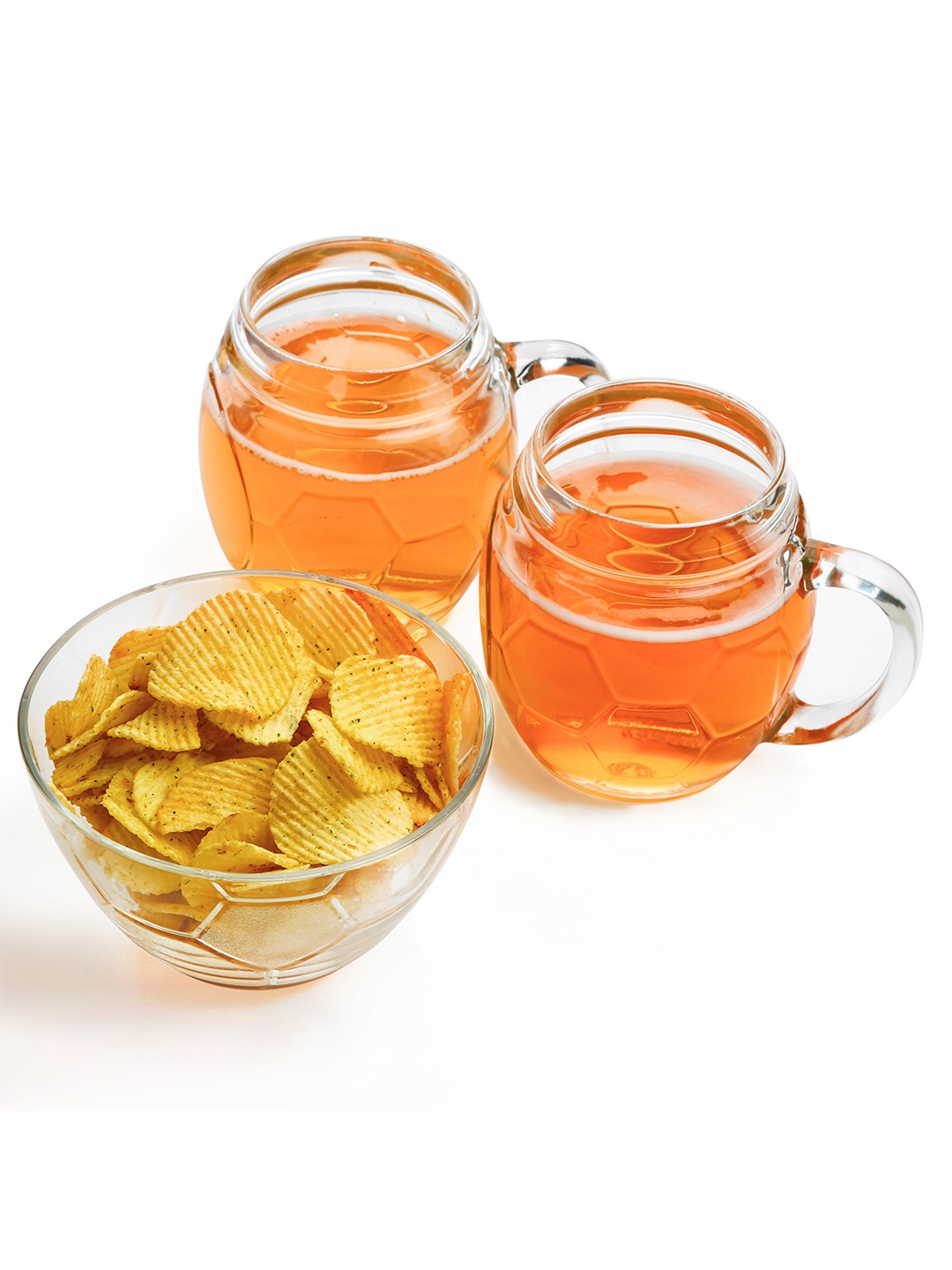 

Bigsmall Set Of 3 Transparent Glass Beer Mugs & Bowl Set