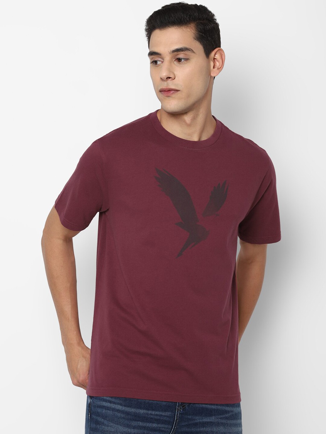 AMERICAN EAGLE OUTFITTERS Men Red Logo Printed T-shirt, Maroon