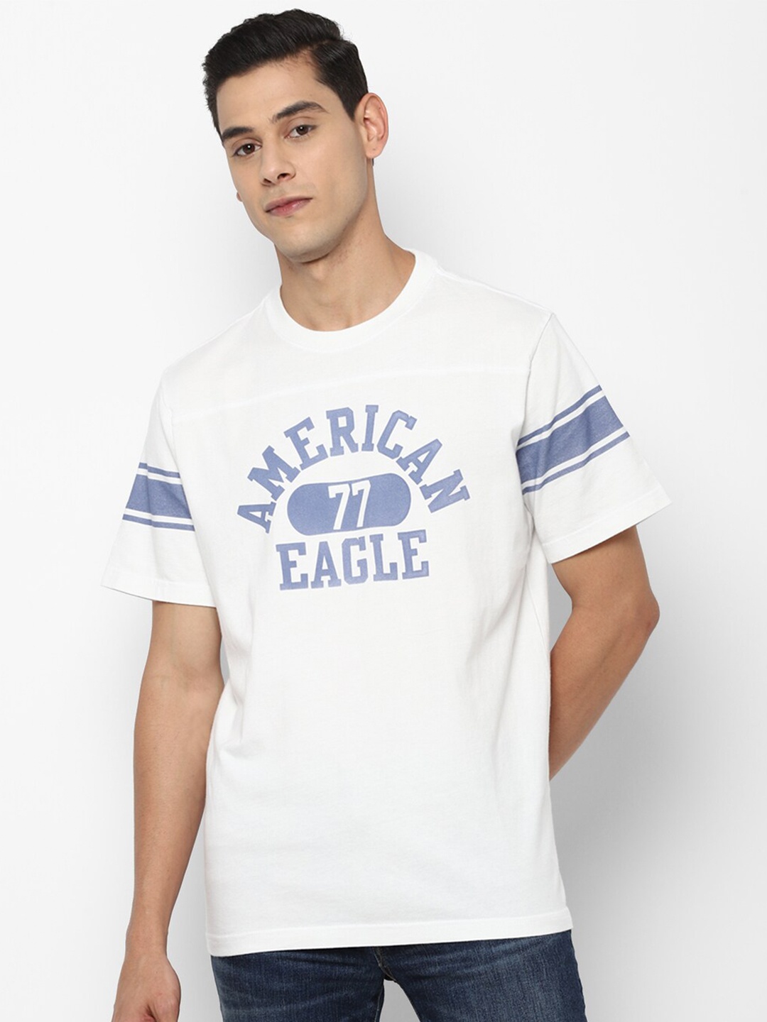 

AMERICAN EAGLE OUTFITTERS Men White Typography Printed T-shirt