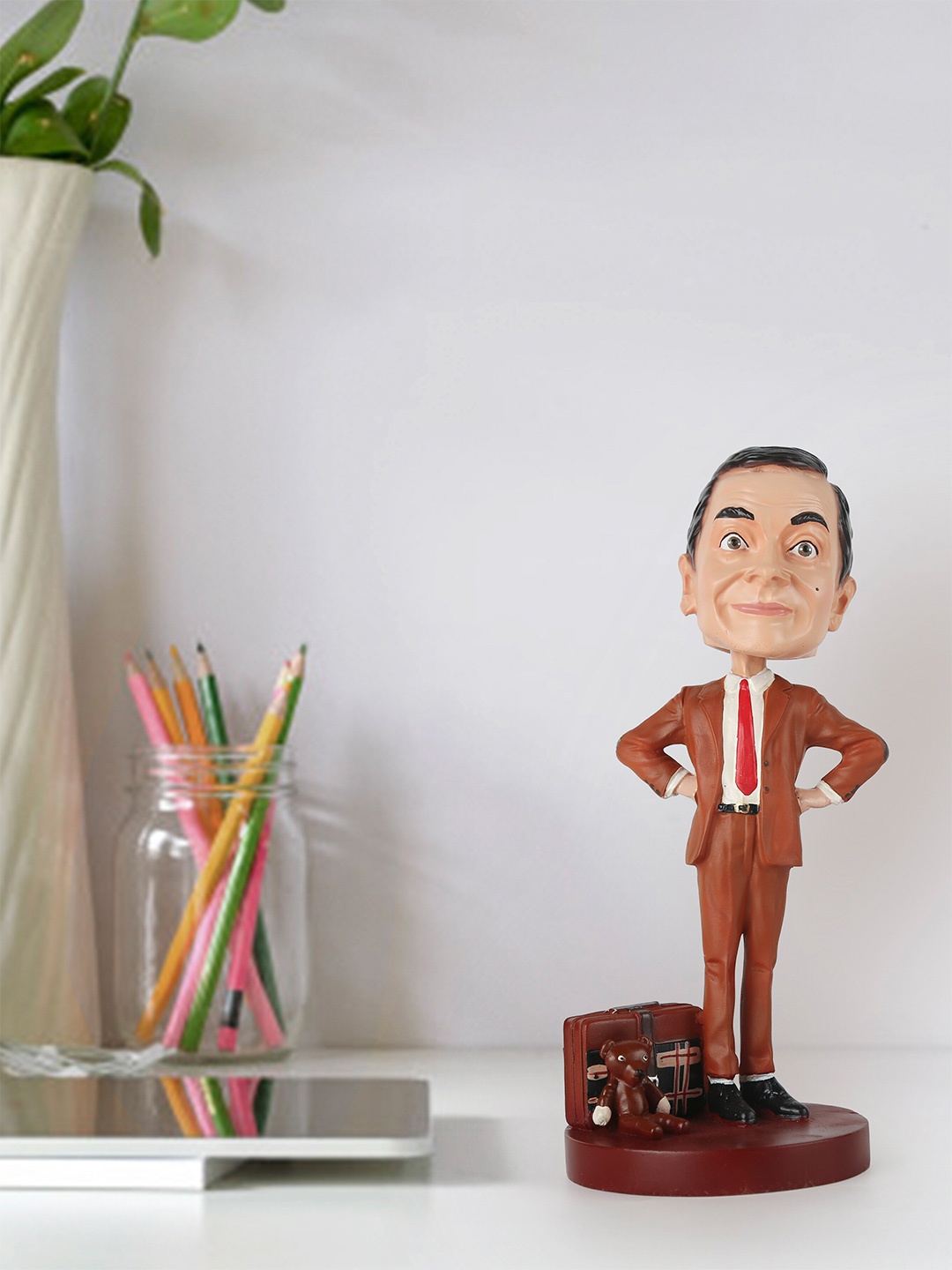 

Bigsmall Polyresin Standing Mr. Bean Bobblehead Miniature Showpiece, Brown