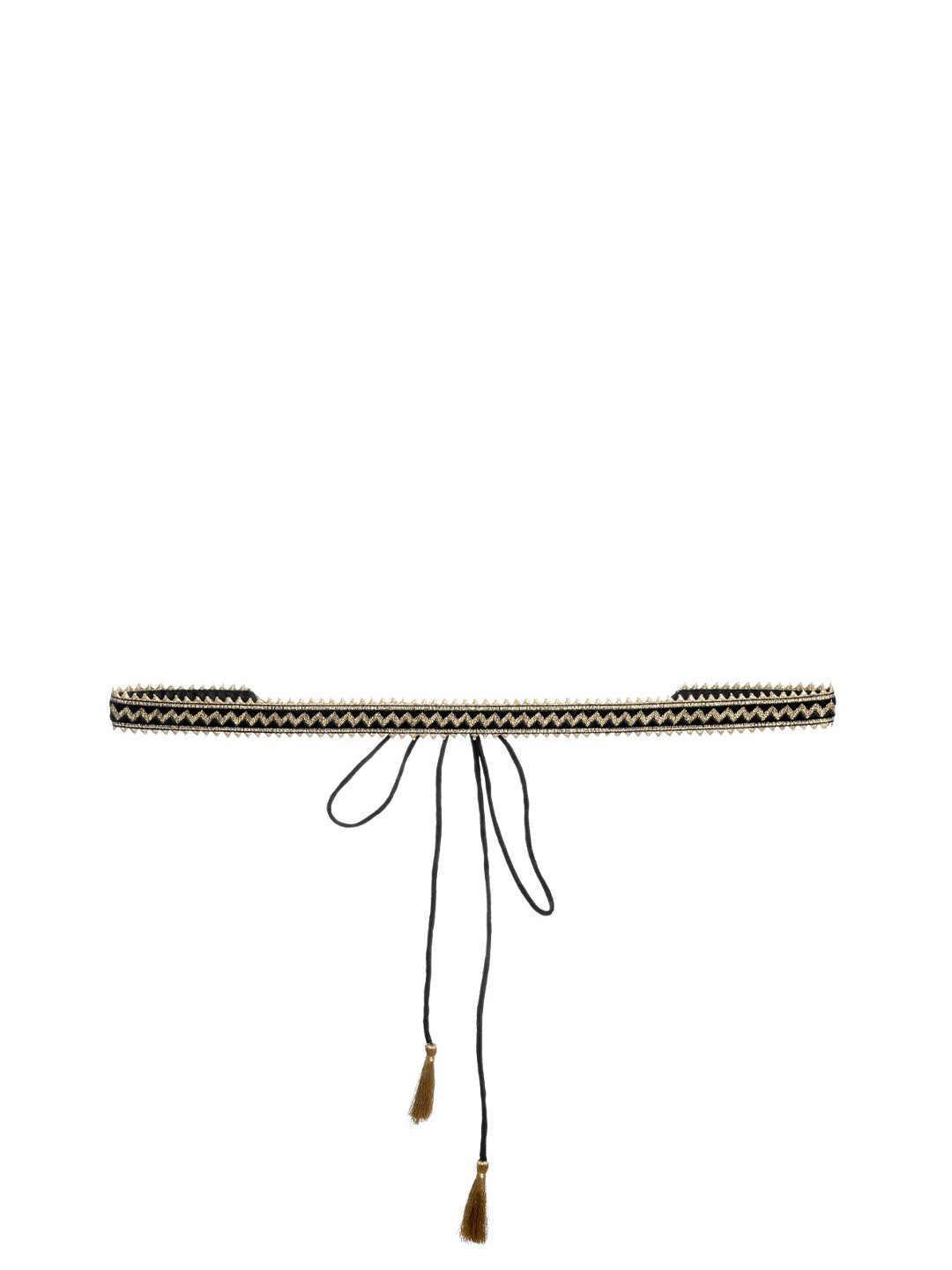 

INDYA Women Black & Gold-Toned Embellished Tribal Lace Belt