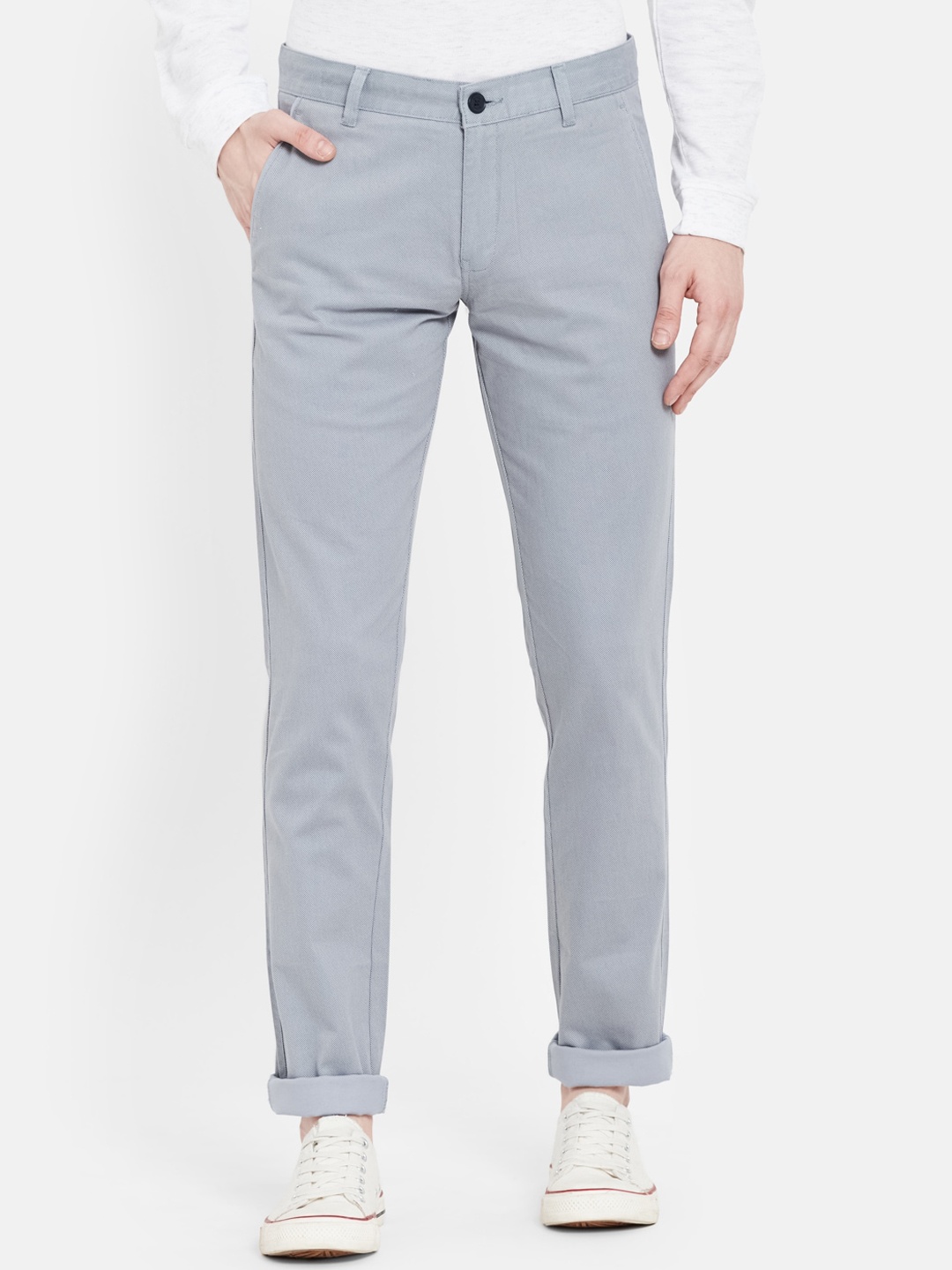

Octave Men Grey Cotton Chinos Trousers