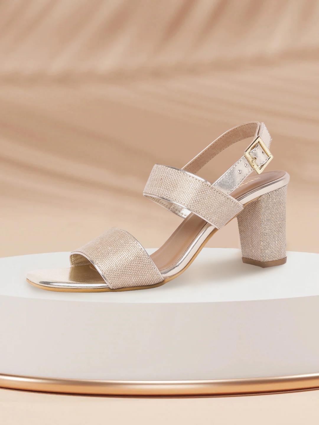 

Anouk Women Gold-Toned Textured Block Heels