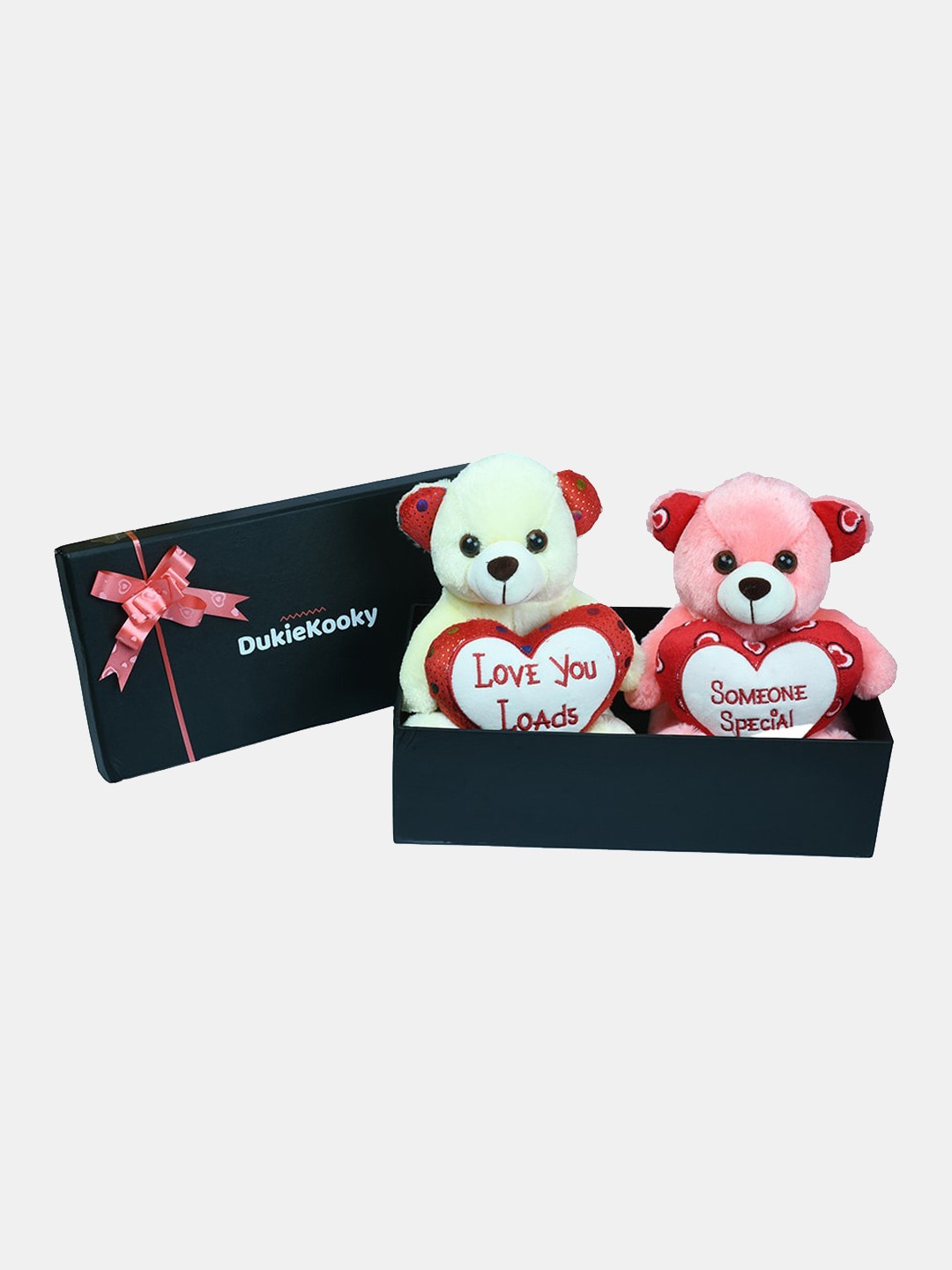 

DukieKooky Pack of 2 Teddy bears With Heart Soft Toys, Multi