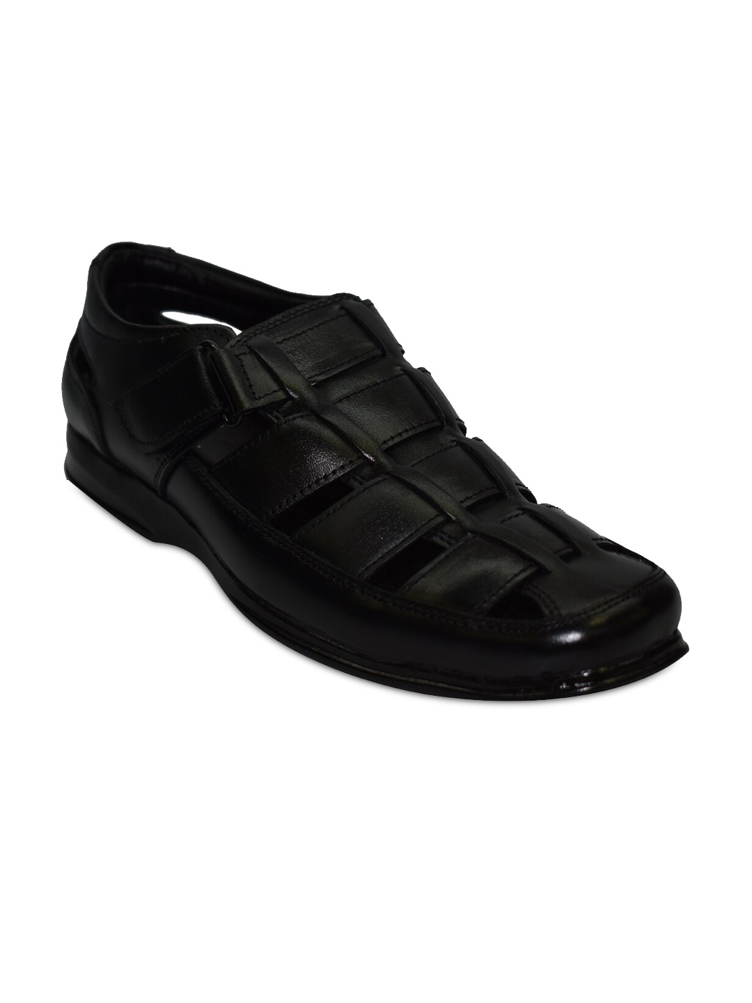 

IMPERIO Men Black Leather Fisherman Sandals
