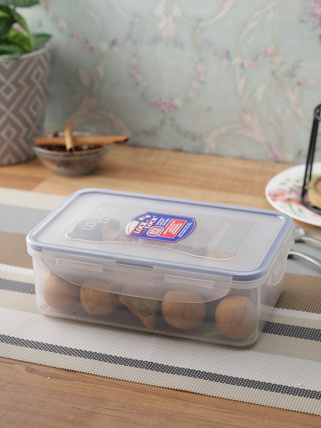 

Lock & Lock Transparent & Blue Plastic Airtight Food Container