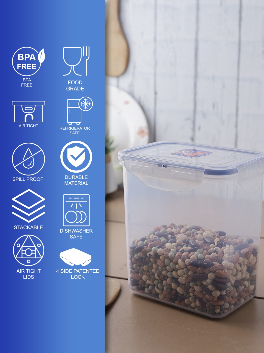 

Lock & Lock Transparent Plastic Airtight Food Storage Container With Leakproof Lid 1.5 L