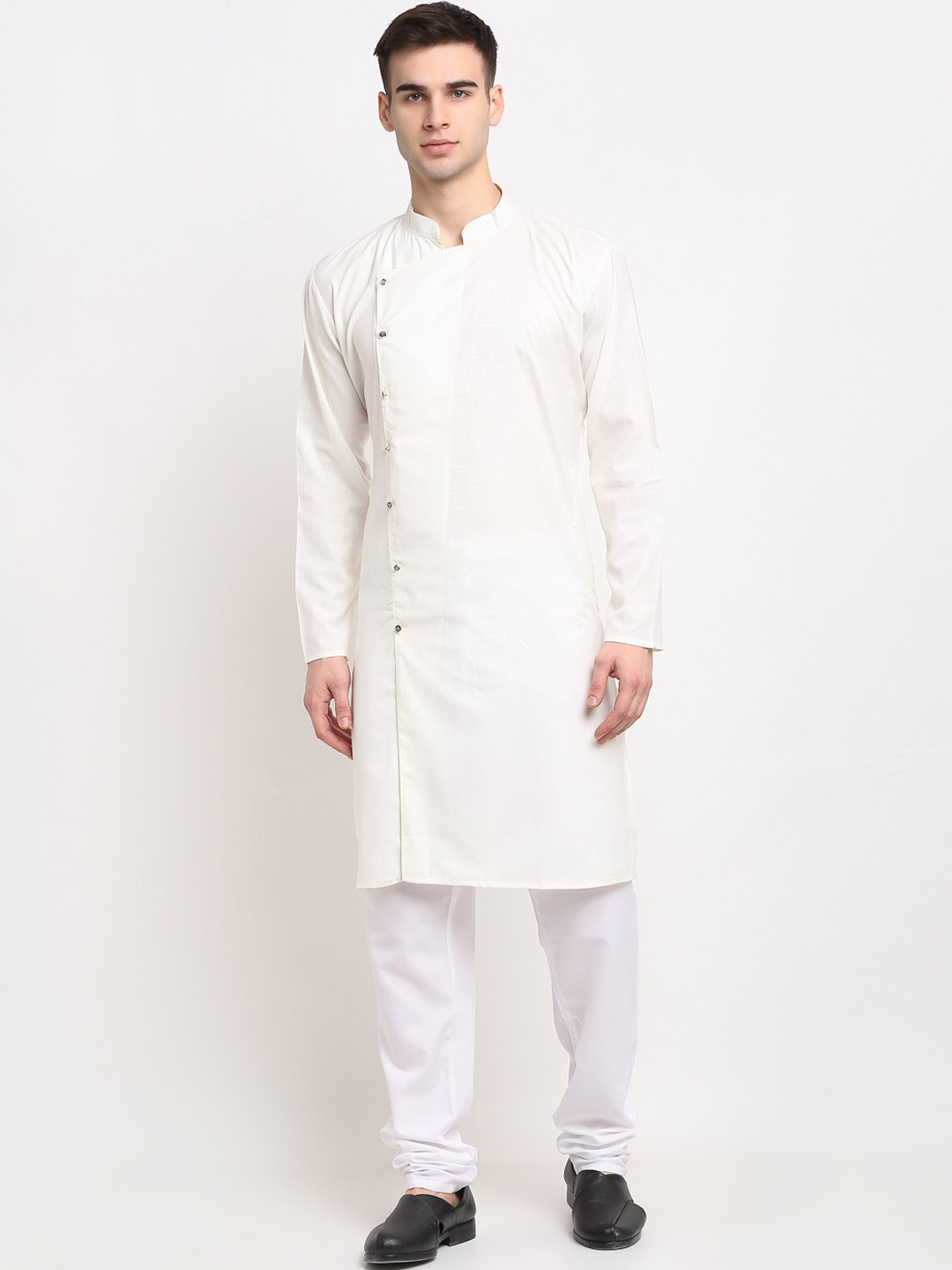 

Jompers Men White Angrakha Kurta with Churidar
