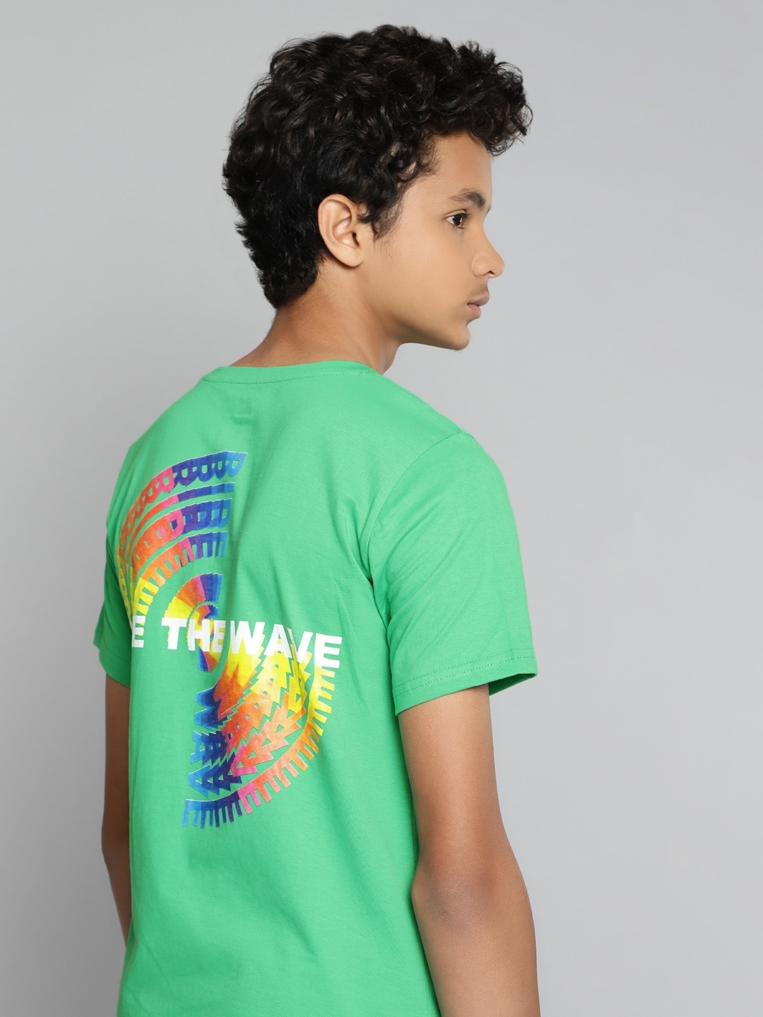 

HRX by Hrithik Roshan U-17 Lifestyle Boys Kelly Green Cotton Bio-Wash Typography Tshirts