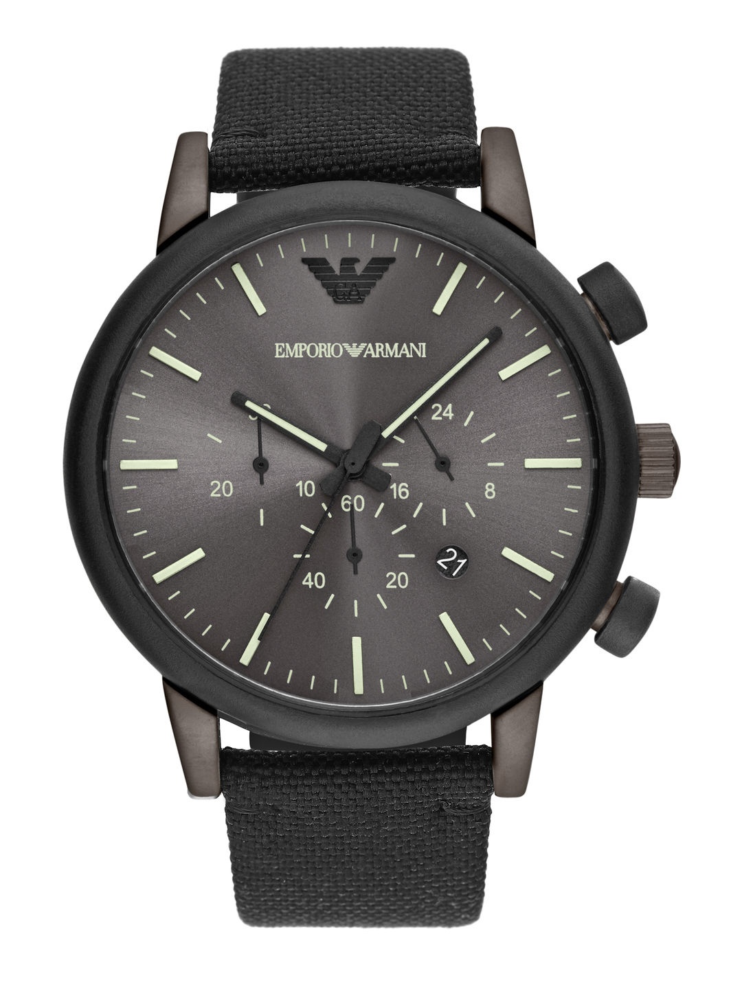 

Emporio Armani Men Grey Dial & Black Textured Straps Analogue Watch AR11409