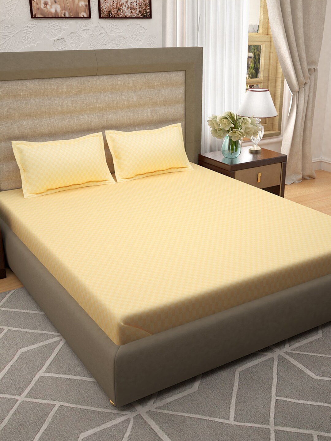 

Story@home Beige Geometric 400 TC Pure Cotton King Bedsheet with 2 Pillow Covers