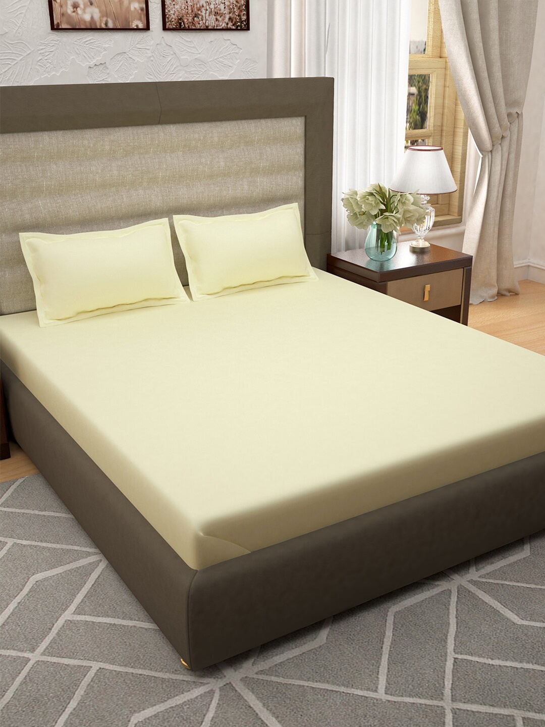 

Story@home Beige 400 TC Pure Cotton King Bedsheet with 2 Pillow Covers