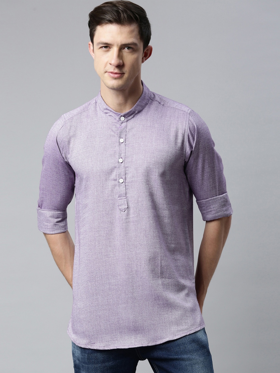 

Cross Court Men Purple Thread Work Kurta