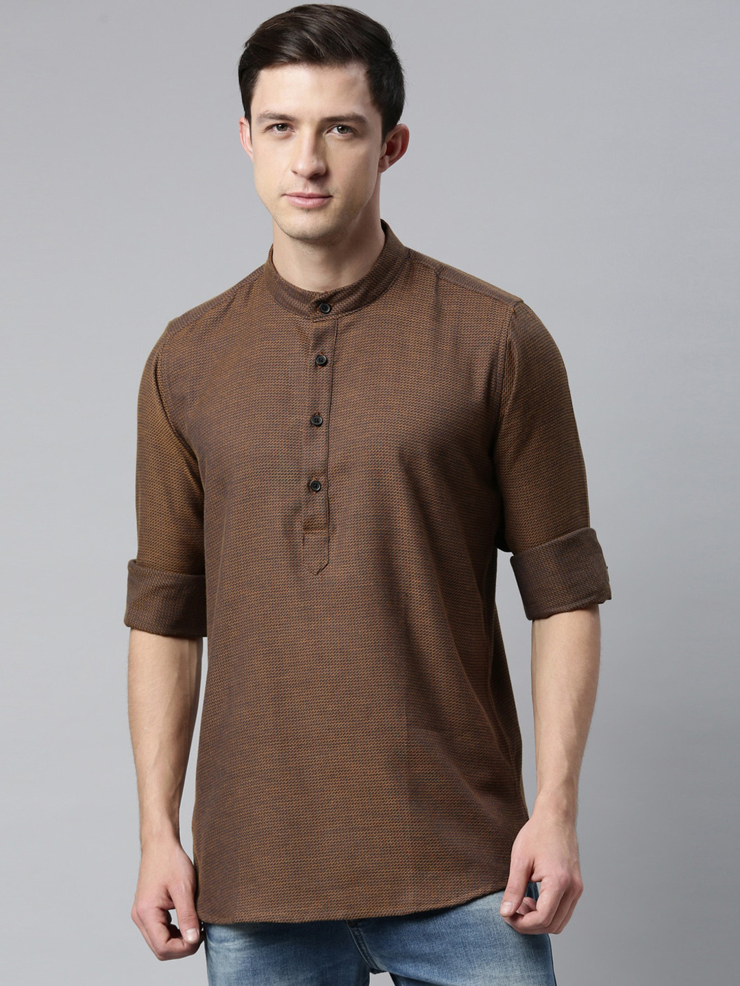 

Cross Court Men Brown Kurta