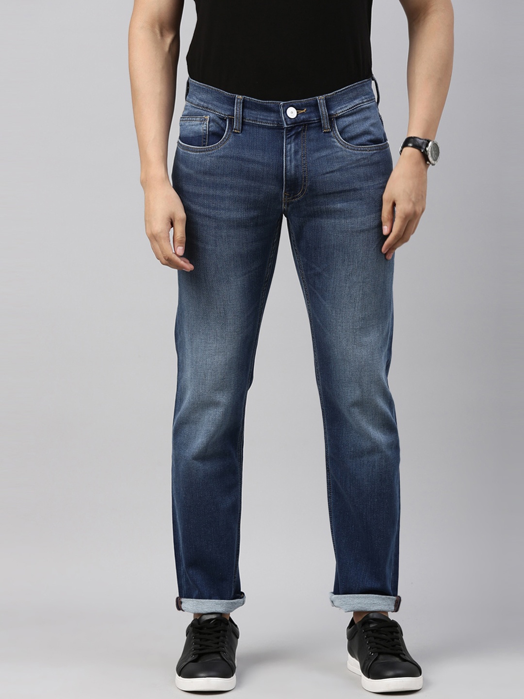 

American Bull Men Blue Slim Fit Heavy Fade Jeans