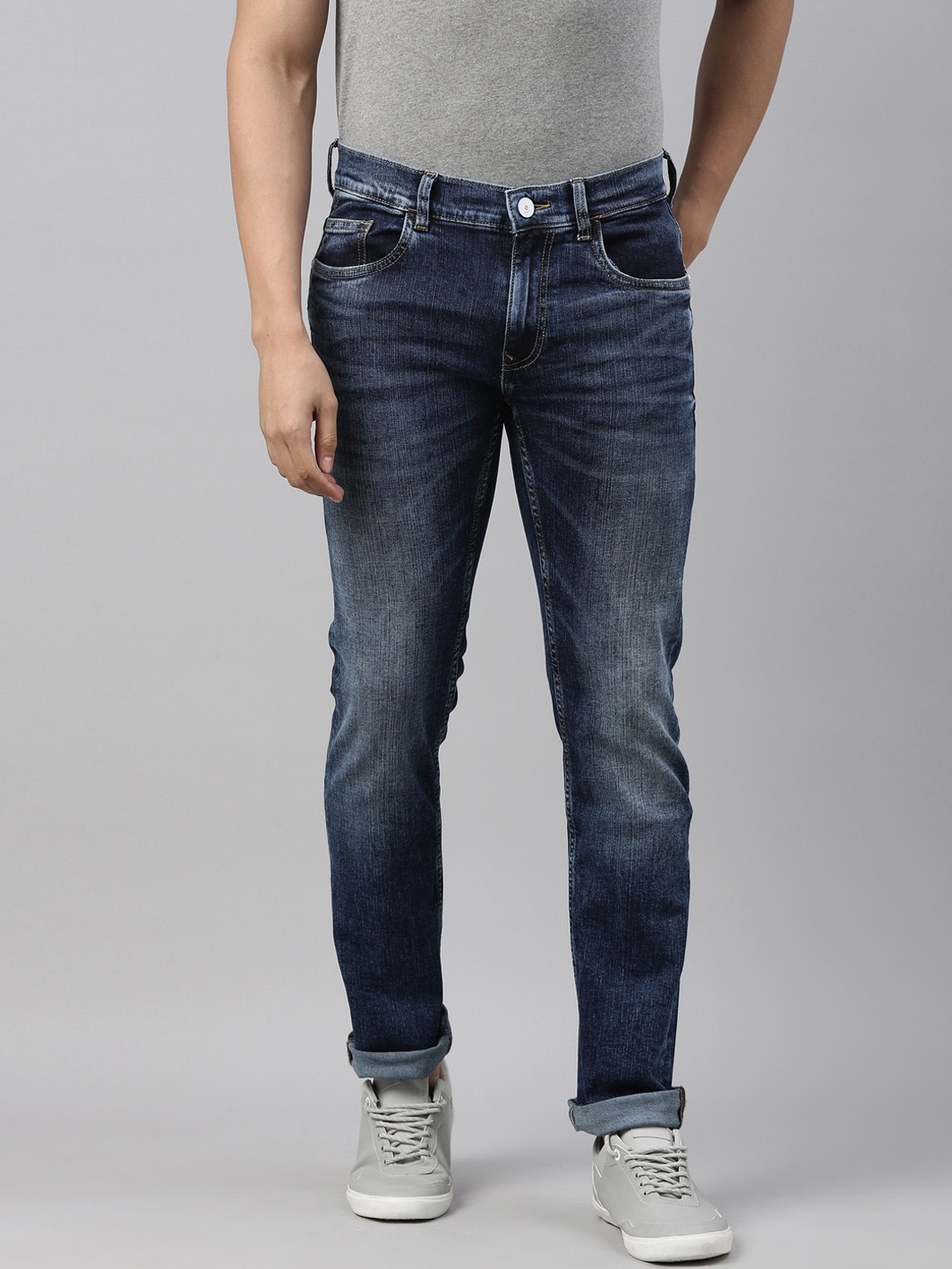 

American Bull Men Blue Slim Fit Heavy Fade Jeans
