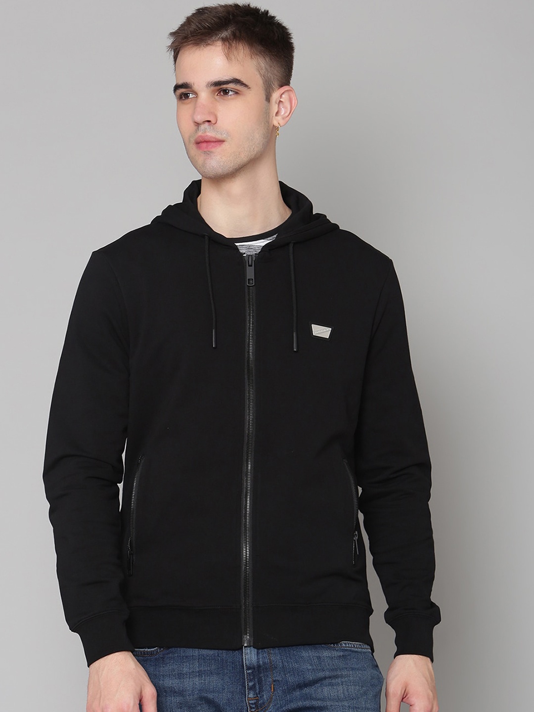 

Antony Morato Men Black Hooded Sporty Jacket