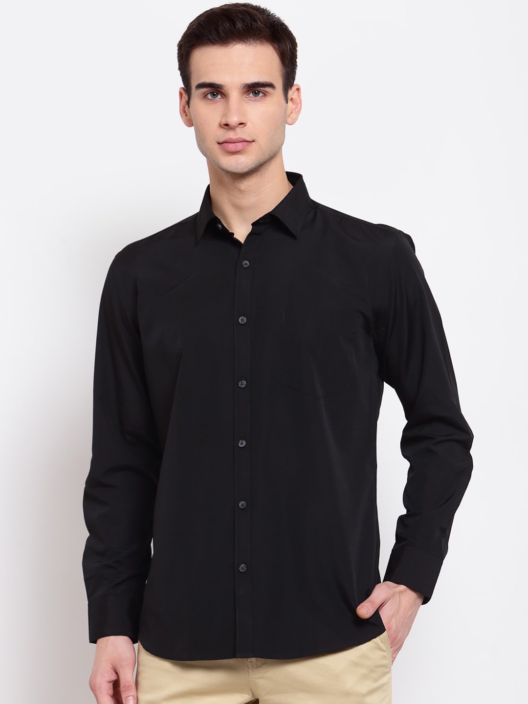 

Style Quotient Men Black Opaque Cotton Casual Shirt