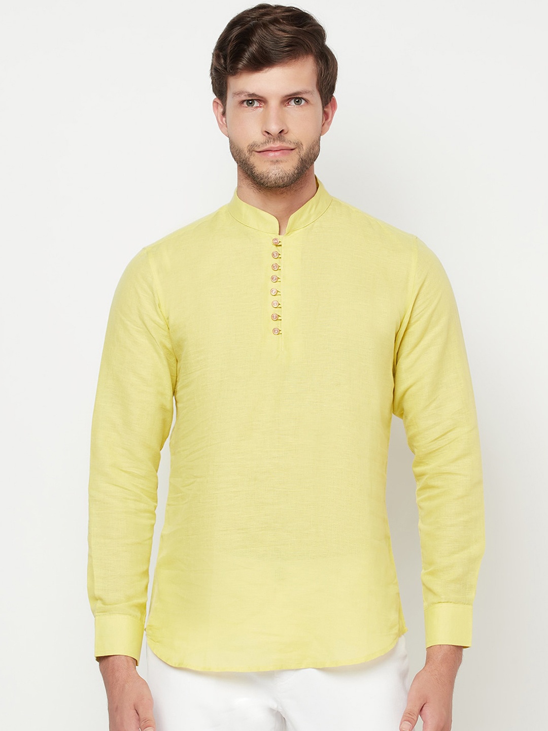 

Purple State Men Yellow Thread Work Kurta