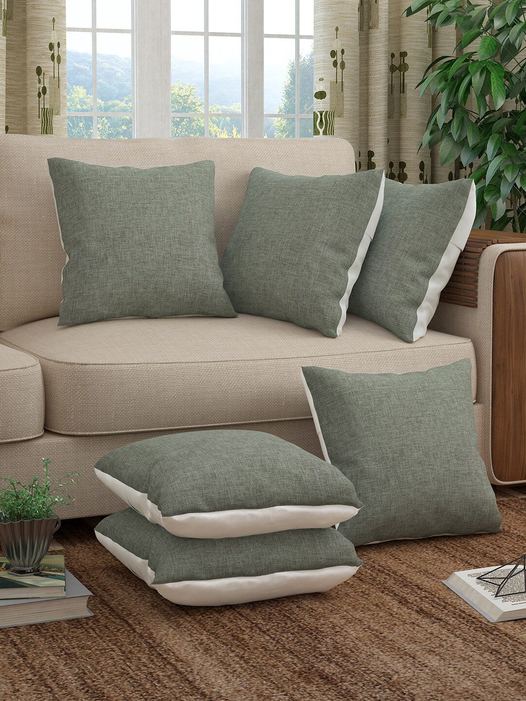 

Story@home Grey & White Set of 6 Geometric Square Cushion Covers