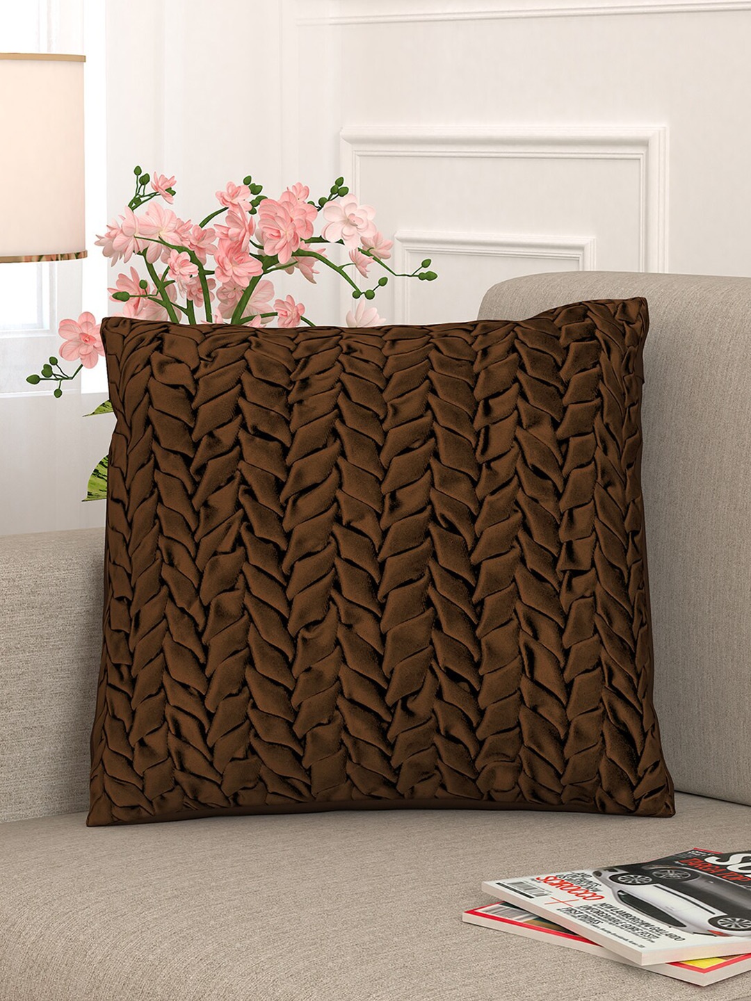 

Story@home Brown Velvet Square Cushion Covers