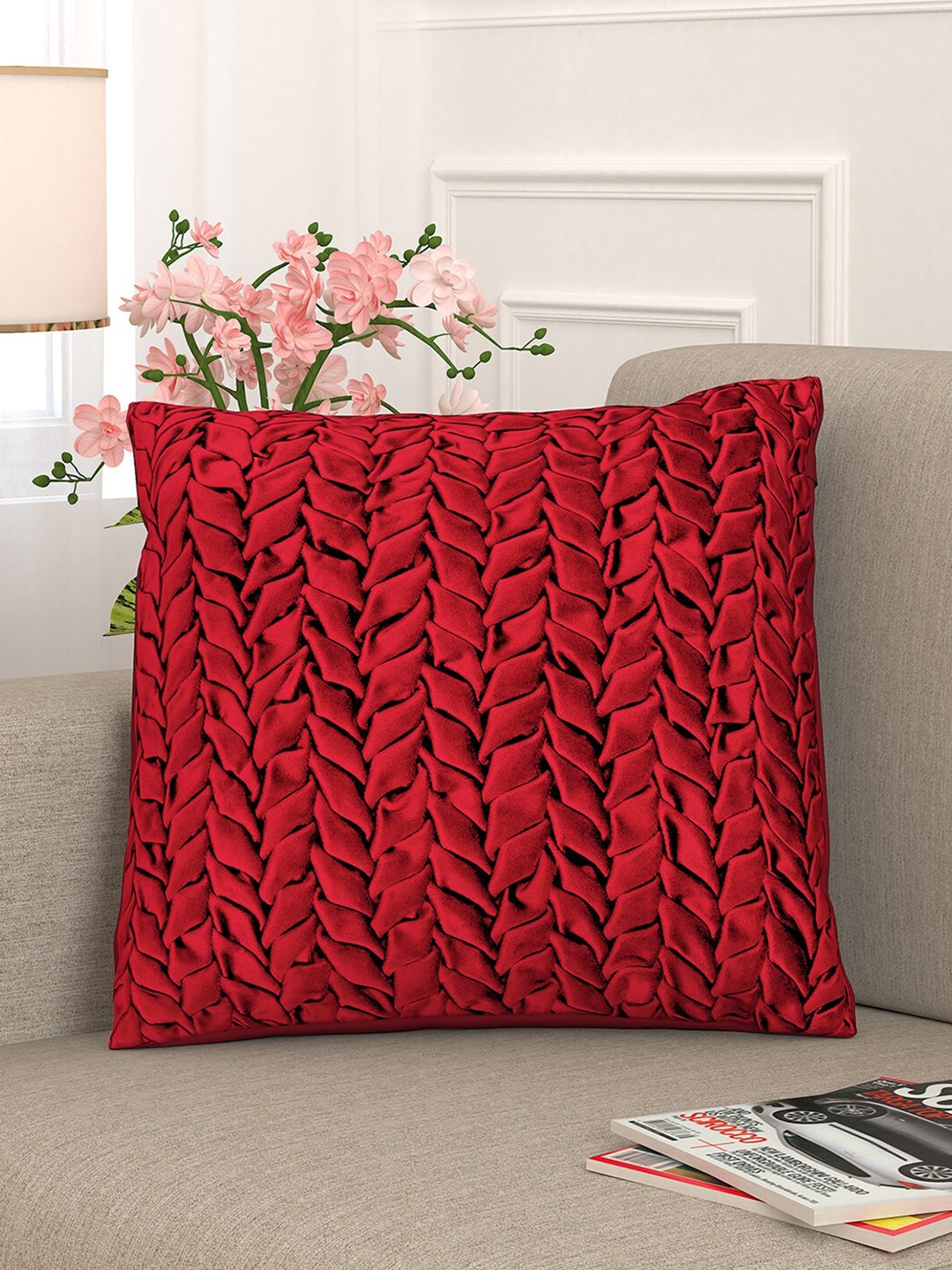 

Story@home Red Quirky Velvet Square Cushion Covers