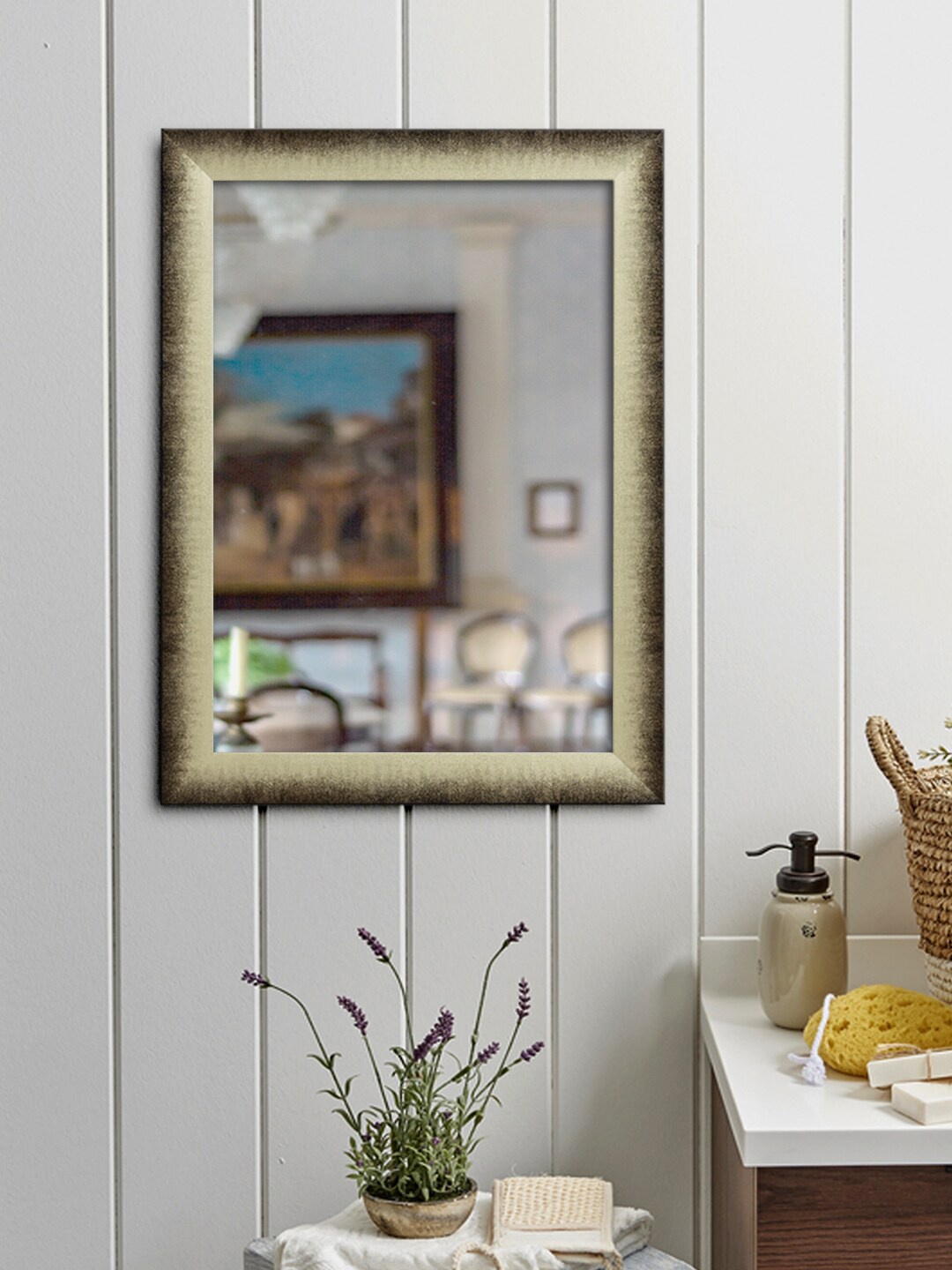 

999Store Grey Solid Framed Wall Mirror