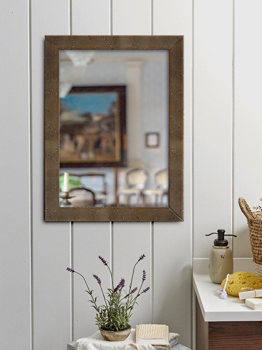 

999Store Brown Solid Framed Wall Mirror