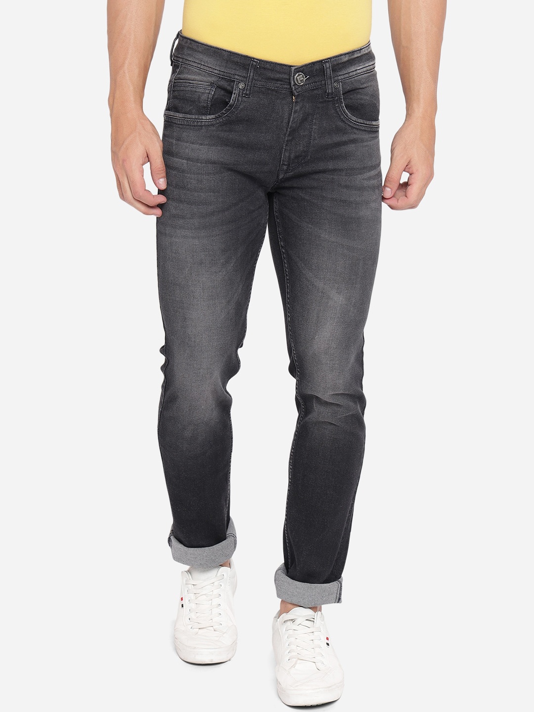 

Greenfibre Men Grey Slim Fit Mildly Distressed Heavy Fade Jeans