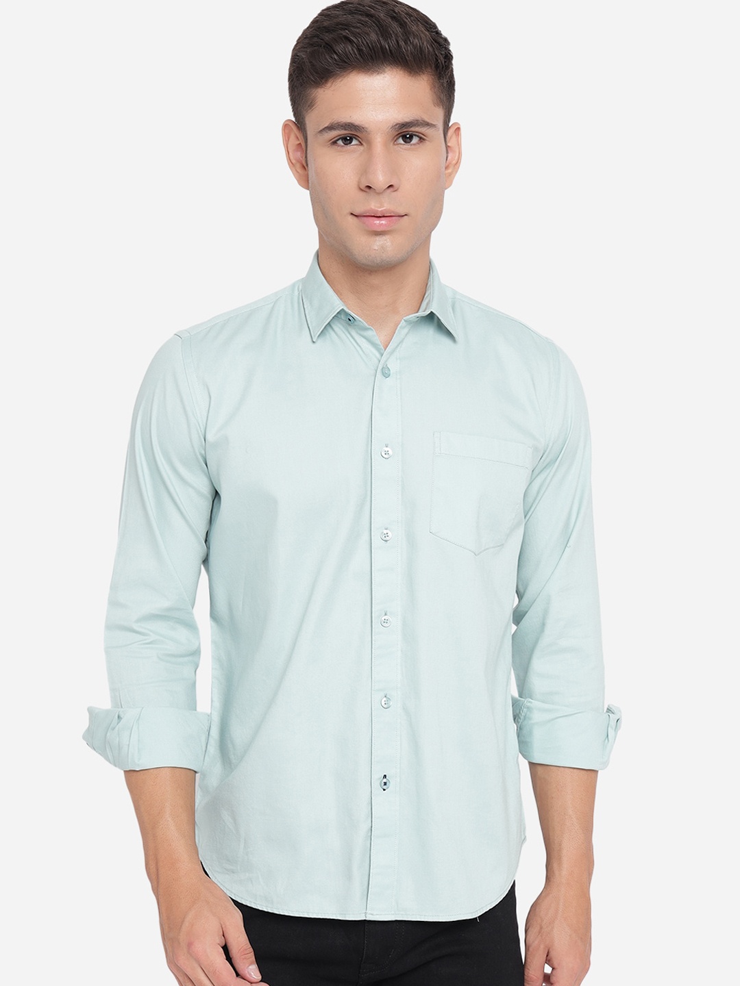 

Greenfibre Men Slim Fit Opaque Casual Shirt, Blue