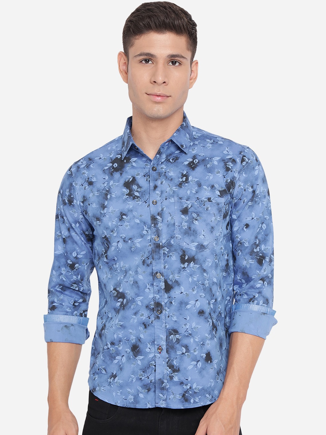 

Greenfibre Men Blue Slim Fit Floral Opaque Printed Casual Shirt