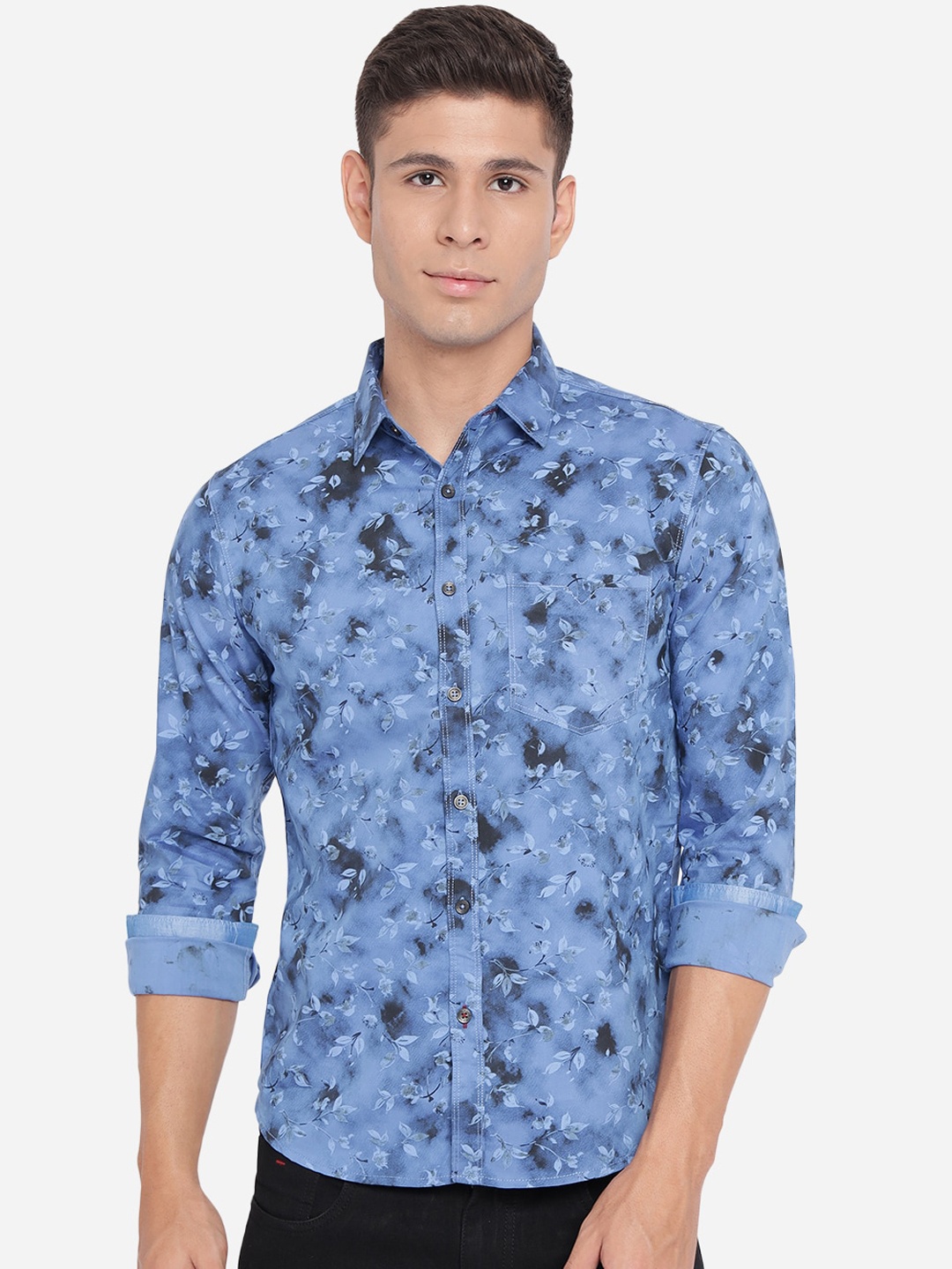 

Greenfibre Men Blue Slim Fit Floral Opaque Printed Casual Shirt