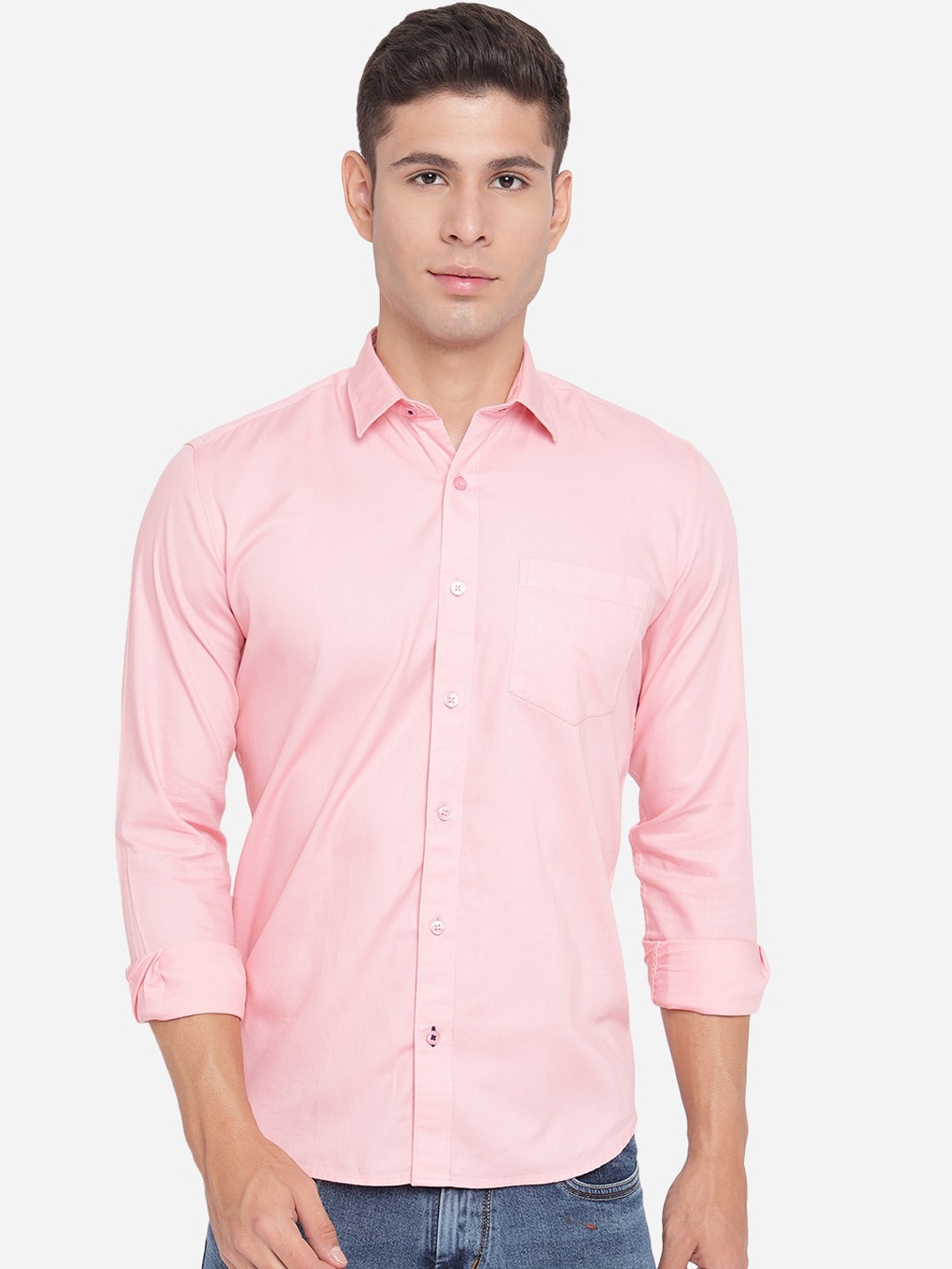 

Greenfibre Men Pink Solid Slim Fit Pure Cotton Opaque Casual Shirt