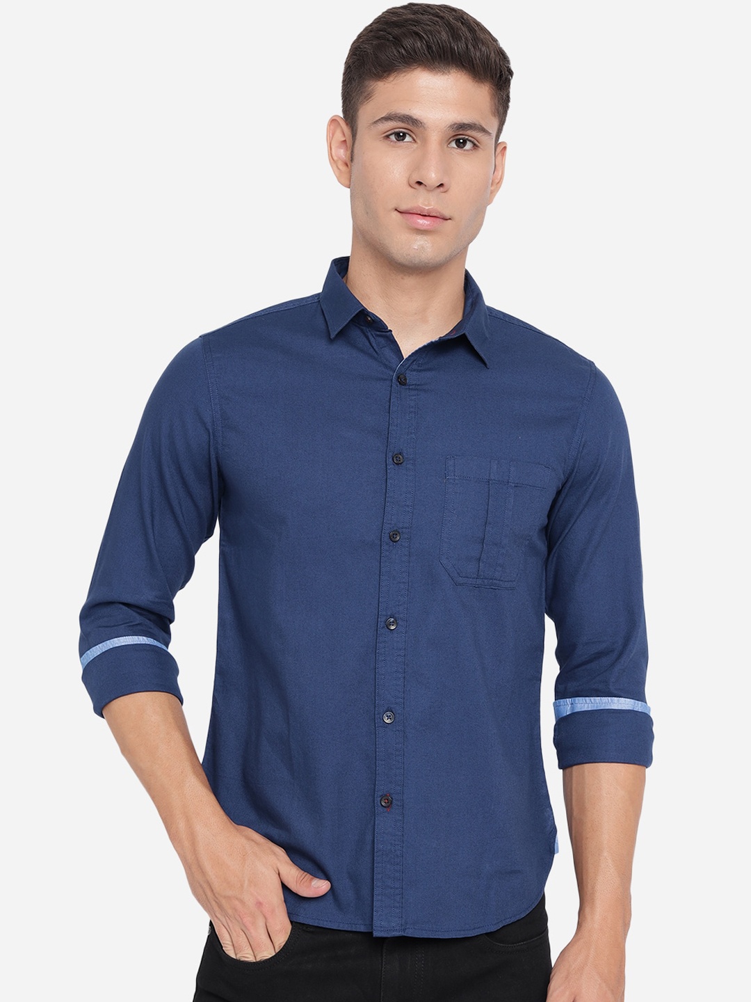 

Greenfibre Men Slim Fit Casual Shirt, Blue