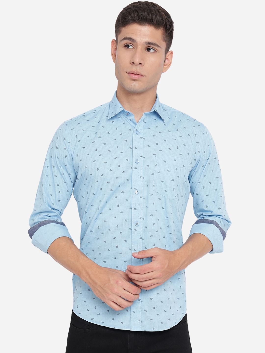 

Greenfibre Printed Slim Fit Opaque Pure Cotton Casual Shirt, Blue