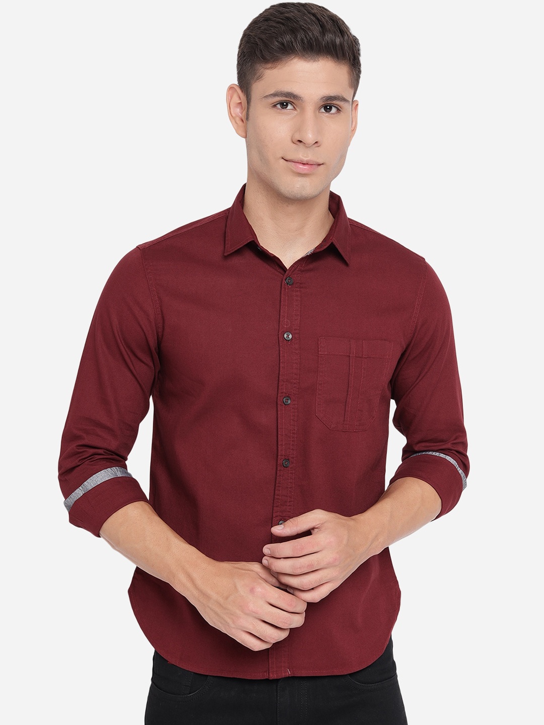 

Greenfibre Men Maroon Slim Fit Casual Shirt