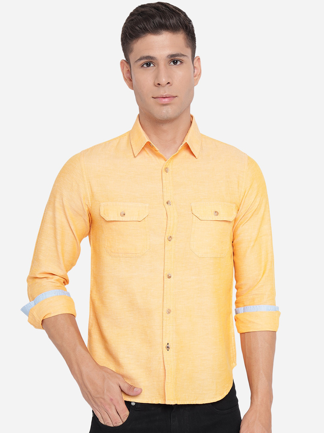 

Greenfibre Men Orange Slim Fit Opaque Casual Shirt