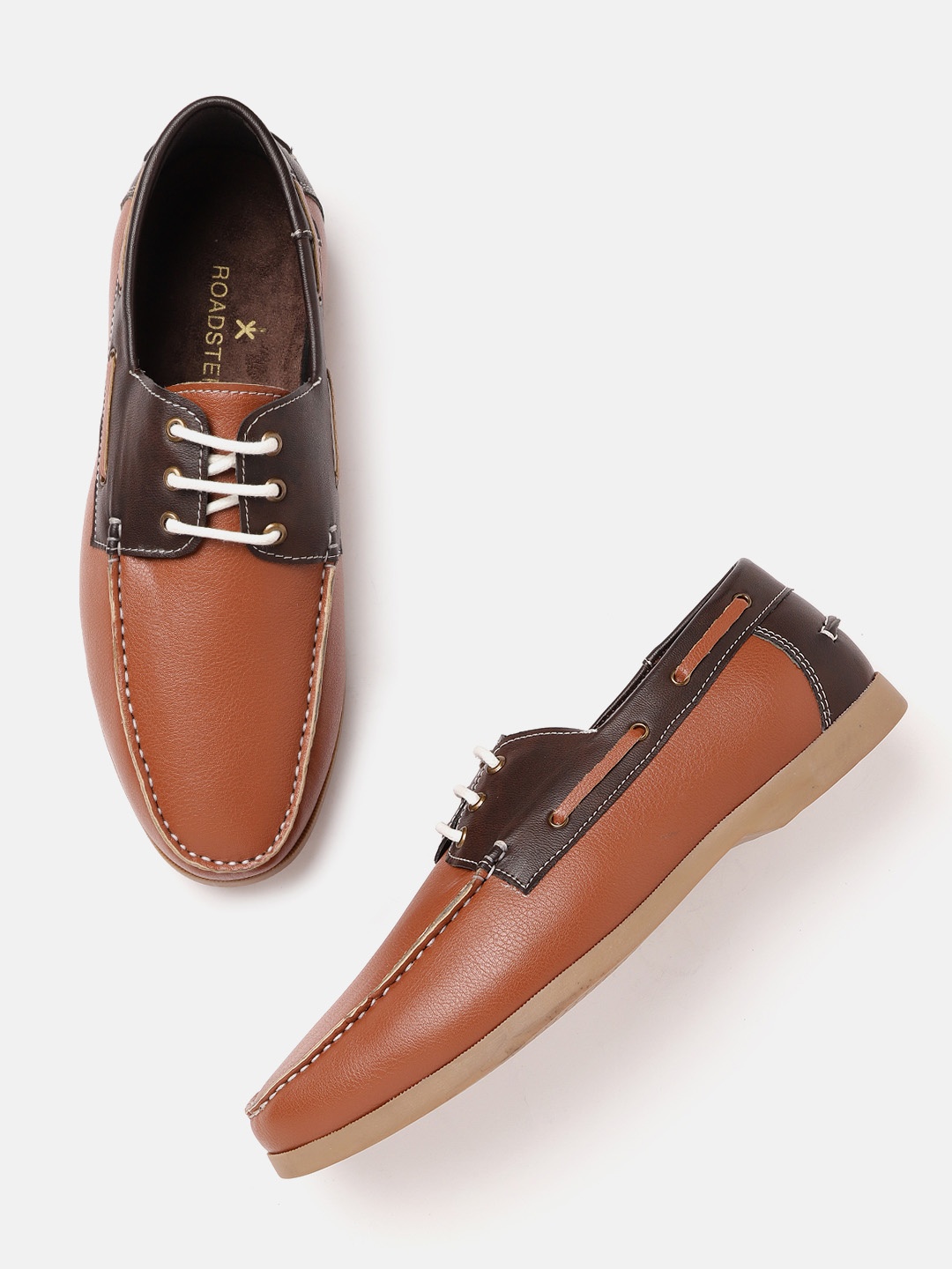 

Roadster Men Tan Brown Colourblocked Boat Shoes